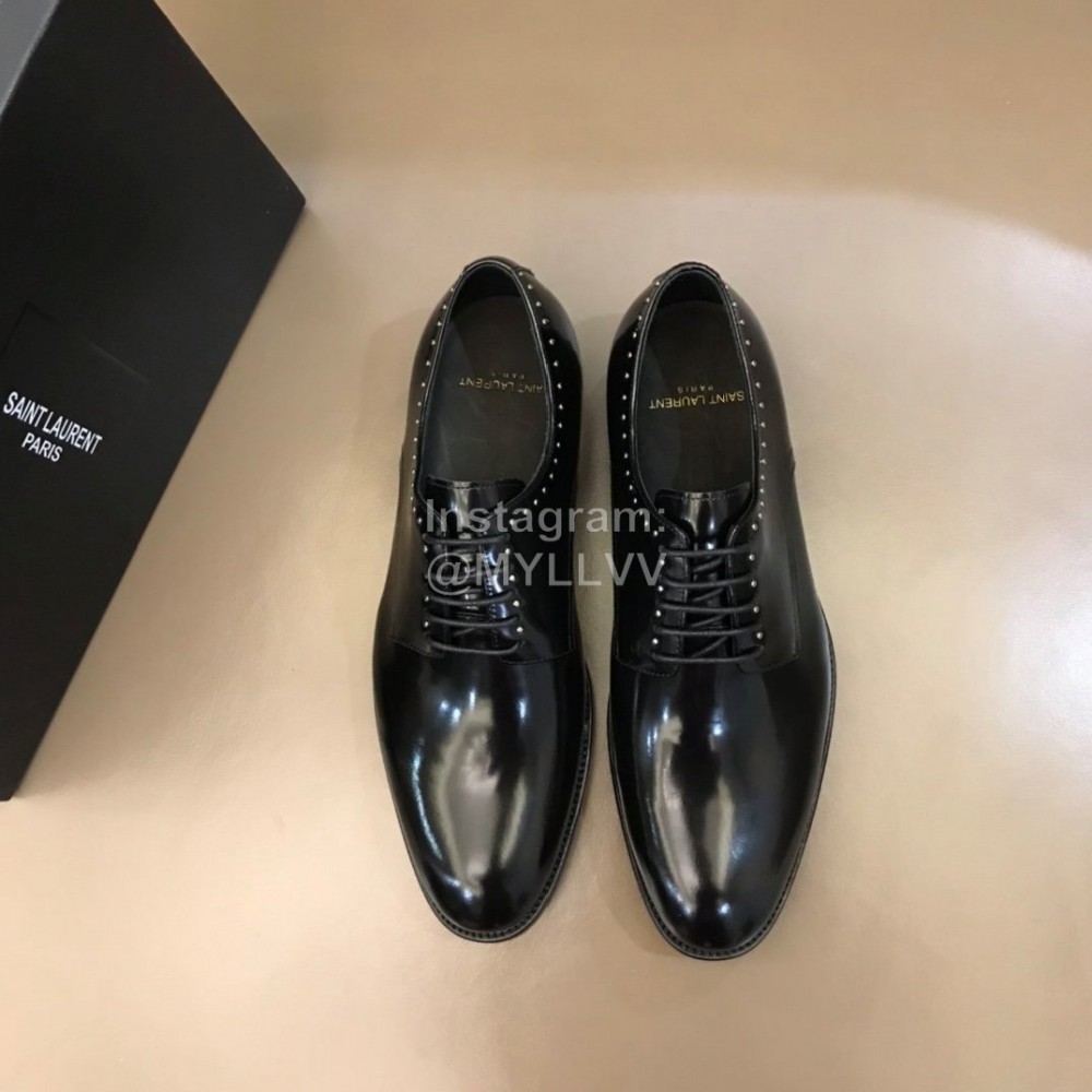 Ysl Calf Leather Lace Up Business Shoes For Men