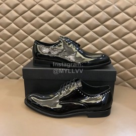 Ysl Calf Leather Lace Up Business Shoes For Men Black