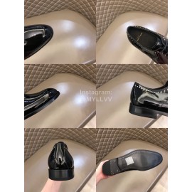 Ysl Calf Leather Lace Up Business Shoes For Men Black