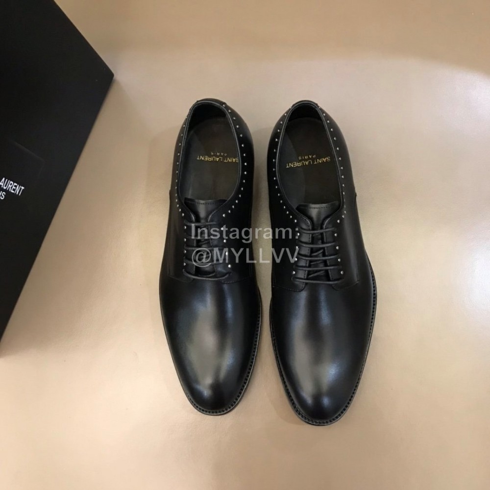Ysl Calf Leather Lace Up Business Shoes Black For Men