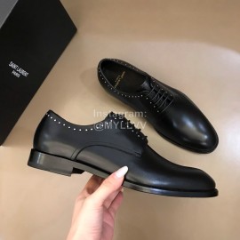Ysl Calf Leather Lace Up Business Shoes Black For Men
