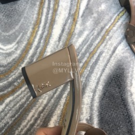 Ysl Fashion Sheepskin High Heel Slippers For Women Coffee