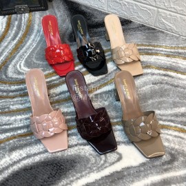 Ysl Fashion Sheepskin High Heel Slippers For Women Purplish Red