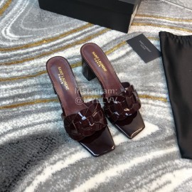 Ysl Fashion Sheepskin High Heel Slippers For Women Purplish Red