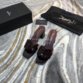 Ysl Fashion Sheepskin High Heel Slippers For Women Purplish Red