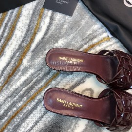 Ysl Fashion Sheepskin High Heel Slippers For Women Purplish Red