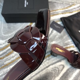 Ysl Fashion Sheepskin High Heel Slippers For Women Purplish Red