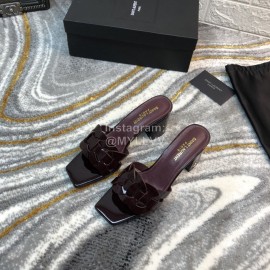 Ysl Fashion Sheepskin High Heel Slippers For Women Purplish Red