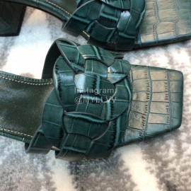 Ysl Fashion Leather High Heel Slippers For Women Green