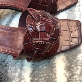 Ysl Fashion Leather High Heel Slippers For Women Purplish Red