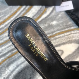 Ysl Fashion Leather High Heel Slippers For Women Black