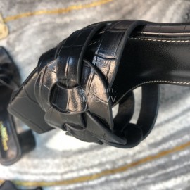 Ysl Fashion Leather High Heel Slippers For Women Black