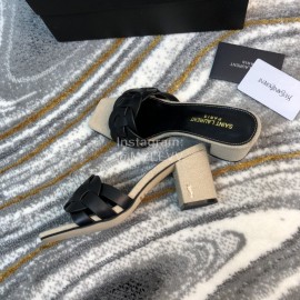Ysl Fashion Sheepskin Linen High Heel Slippers For Women