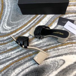 Ysl Fashion Sheepskin Linen High Heel Slippers For Women