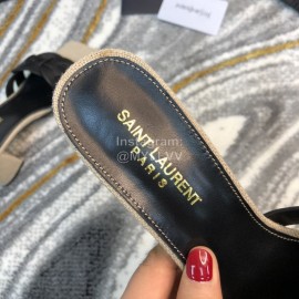 Ysl Fashion Sheepskin Linen High Heel Slippers For Women