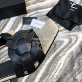 Ysl Fashion Sheepskin Linen High Heel Slippers For Women