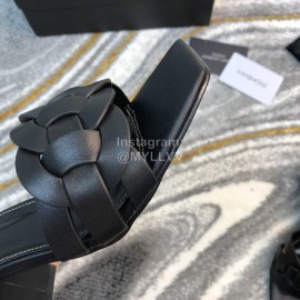 Ysl Fashion Black Sheepskin High Heel Slippers For Women