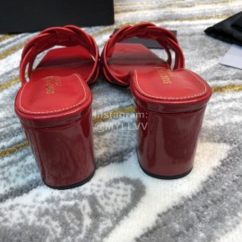 Ysl New Sheepskin High Heel Slippers For Women Red