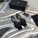 Ysl New Sheepskin High Heel Slippers For Women Black