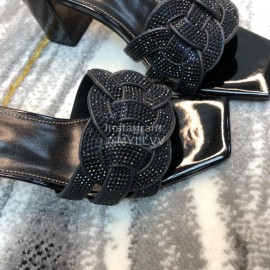 Ysl New Sheepskin High Heel Slippers For Women Black