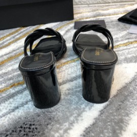 Ysl New Sheepskin High Heel Slippers For Women Black