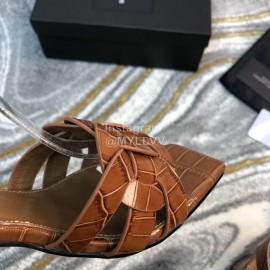 Ysl Fashion Leather High Heel Sandals For Women Brown