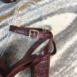 Ysl Fashion Leather High Heel Sandals For Women Purplish Red