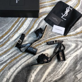 Ysl Fashion Leather High Heel Sandals For Women Black