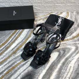 Ysl Fashion Leather High Heel Sandals For Women Black