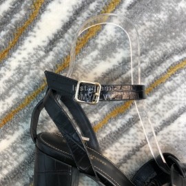 Ysl Fashion Leather High Heel Sandals For Women Black