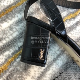 Ysl Fashion Leather High Heel Sandals For Women Black