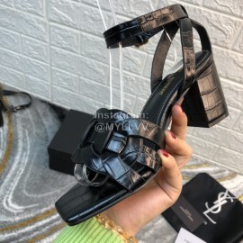 Ysl Fashion Leather High Heel Sandals For Women Black