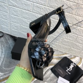 Ysl Fashion Leather High Heel Sandals For Women Black