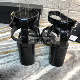 Ysl Fashion Leather High Heel Sandals For Women Black