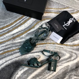 Ysl Fashion Leather High Heel Sandals For Women Green