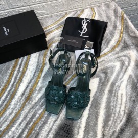 Ysl Fashion Leather High Heel Sandals For Women Green