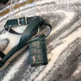 Ysl Fashion Leather High Heel Sandals For Women Green