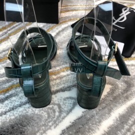 Ysl Fashion Leather High Heel Sandals For Women Green