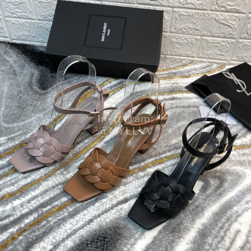 Ysl Fashion Sheepskin High Heel Sandals For Women Black