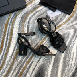 Ysl Fashion Sheepskin High Heel Sandals For Women Black