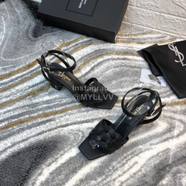 Ysl Fashion Sheepskin High Heel Sandals For Women Black