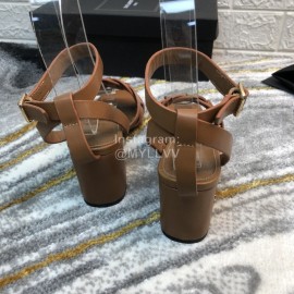 Ysl Fashion Sheepskin High Heel Sandals For Women Brown