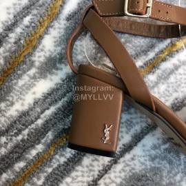 Ysl Fashion Sheepskin High Heel Sandals For Women Brown