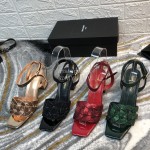 Ysl Fashion Patent Leather High Heel Sandals For Women Red