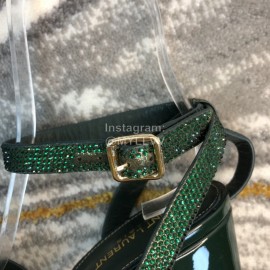 Ysl Fashion Patent Leather High Heel Sandals For Women Green
