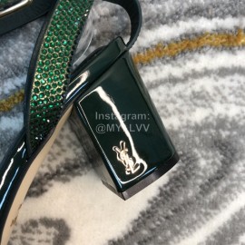 Ysl Fashion Patent Leather High Heel Sandals For Women Green