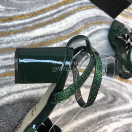 Ysl Fashion Patent Leather High Heel Sandals For Women Green