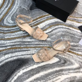 Ysl Fashion Patent Leather High Heel Sandals For Women Apricot