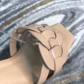 Ysl Fashion Patent Leather High Heel Sandals For Women Apricot