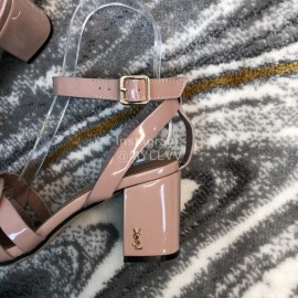 Ysl Fashion Sheepskin High Heel Sandals For Women Pink